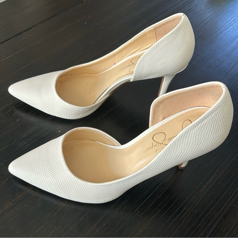 Jessica Simpson White Stiletto Heels Classic Pointed-Toe - 10M